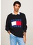 Bisiklet Yaka Regular Fit Baskılı Siyah Erkek Kazak DM0DM19186BDS Reg Dna Flag Sweater 1