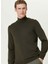 Haki Erkek Balıkçı Slim Fit Düz Kazak 1091787 2
