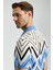 Zigzag Desenli Beyaz-Mavi Giza Pamuk Triko Polo 5