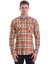 Turuncu Slim Fit Kareli 100% Pamuklu Düğmeli Yaka Uzun Kollu Casual Gömlek 1