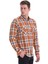 Turuncu Slim Fit Kareli 100% Pamuklu Düğmeli Yaka Uzun Kollu Casual Gömlek 3