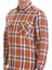 Turuncu Slim Fit Kareli 100% Pamuklu Düğmeli Yaka Uzun Kollu Casual Gömlek 5