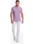 Lila Regular Fit Düz 100% Pamuklu Polo Yaka Tişört 4