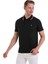 Siyah Regular Fit Düz 100% Pamuklu Polo Yaka Tişört 3