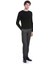 Siyah Slim Fit Fitilli Bisiklet Yaka Yünlü Triko Kazak 2