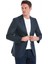 Lacivert Slim Fit Mono Yaka Klasik Ceket 3