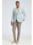 Ipek-Yün Karışım Ekose Desenli Orta Mavi Blazer Ceket 2