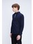 Lacivert Slim Fit Uzun Kol Düğmeli Yaka Flanel Gömlek 3
