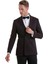 Bordo Slim Fit Düz Sivri Yaka Klasik Kruvaze Smokin Damatlık 4