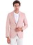 Kahverengi Slim Fit Düz Sivri Yaka Casual Keten Ceket 1