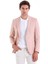 Kahverengi Slim Fit Düz Sivri Yaka Casual Keten Ceket 2