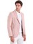 Kahverengi Slim Fit Düz Sivri Yaka Casual Keten Ceket 3