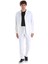 Beyaz Regular Fit Düz Mono Yaka Keten Overshirt Spor Takım 1