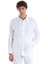 Beyaz Regular Fit Düz Mono Yaka Keten Overshirt Spor Takım 2