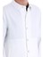 Beyaz Regular Fit Düz Mono Yaka Keten Overshirt Spor Takım 6