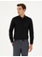 Siyah Slim Fit Armürlü Uzun Kollu Gömlek 1