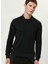 Siyah Erkek Düğmeli Slim Fit Düz Sweatshirt 1092426 2