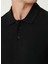 Siyah Erkek Düğmeli Slim Fit Düz Sweatshirt 1092426 6