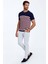 Beyaz Çizgi Desenli Bisiklet Yaka Lacivert Triko T-Shirt 2