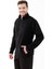 Saka Tam Fermuarlı Erkek Polar Sweatshirt Siyah 3