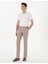 Koyu Bej Slim Fit Beli Lastikli Kanvas Pantolon 1