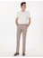Koyu Bej Slim Fit Beli Lastikli Kanvas Pantolon 3