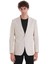 Bej Slim Fit Düz Mono Yaka Casual Keten Ceket 1