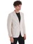Bej Slim Fit Düz Mono Yaka Casual Keten Ceket 2