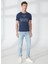 Bisiklet Yaka Mavi Erkek T-Shirt FM23S01TGBLUE 2