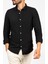 Standart Düğmeli Yaka Siyah Erkek Gömlek Mr Linen Shirt 1