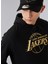 Kapüşon Yaka Siyah Erkek Sweatshırt 60284705NBA Foıl Prınt Hoody Loslak 2