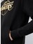 Kapüşon Yaka Siyah Erkek Sweatshırt 60284705NBA Foıl Prınt Hoody Loslak 3