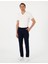 Lacivert Slim Fit Keten Görünümlü Kanvas Pantolon 1