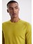 Slim Fit Bisiklet Yaka Koyu Sarı Merino Yün Triko 2
