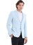 Mavi Slim Fit Düz Mono Yaka Klasik Keten Ceket 1