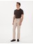 Açık Kahverengi Slim Fit Keten Karışımlı Pantolon 3