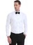 Beyaz Comfort Fit Düz 100% Pamuklu Slim Yaka Manşetli Uzun Kollu Saten Klasik Gömlek 4