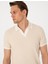 Bej Slim Fit Örme Dokulu Polo Yaka Tişört 2