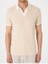 Bej Slim Fit Örme Dokulu Polo Yaka Tişört 6