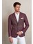 Bordo Slim Fit Desenli Mono Yaka Klasik Ceket 3