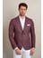 Bordo Slim Fit Desenli Mono Yaka Klasik Ceket 4