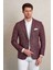 Bordo Slim Fit Desenli Mono Yaka Klasik Ceket 5