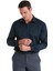 Lacivert Slim Fit Düz 100% Pamuk Slim Yaka Uzun Kollu Saten Gömlek 3