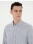 Lacivert Slim Fit Keten Görünümlü Uzun Kollu Gömlek 2