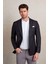 Lacivert Comfort Fit Desenli Sivri Yaka 4 Drop Klasik Ceket 2