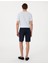 Lacivert Slim Fit Dokuma Şort 4