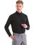 Siyah Slim Fit Düz Pamuklu Slim Yaka Uzun Kollu Klasik Gömlek 1