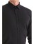 Siyah Slim Fit Düz Pamuklu Slim Yaka Uzun Kollu Klasik Gömlek 5