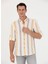 Slim Fit Gömlek Yaka Çizgili Turuncu Erkek Gömlek Nova 1