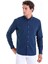 Lacivert Comfort Fit Düz 100% Pamuk Düğmeli Yaka Uzun Kollu Casual Oxford Gömlek 1